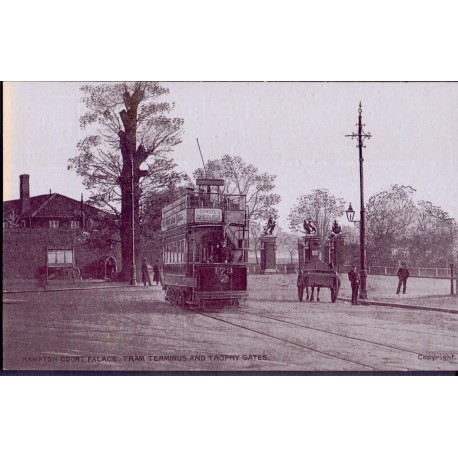 England. Hampton Court, with Tram, unused postcard