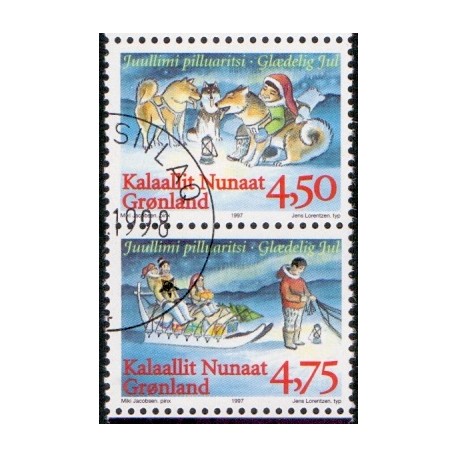 1997. 4,50-4,75 Kr. Julefrimærker. Fra frimærkehæfte. AFA nr. 317a-18a postfrisk stemplet
