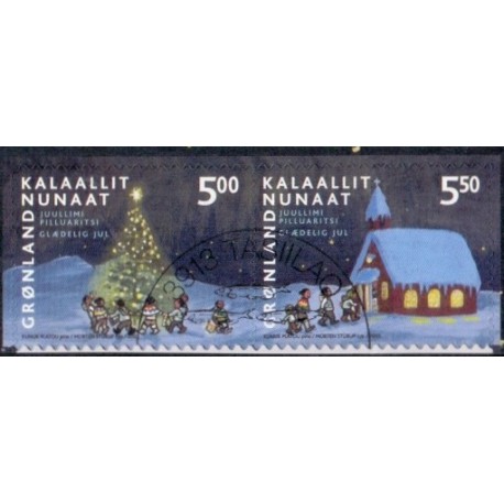 2003. 5,00-5,50 Kr. Julemærke , fra hæfte. AFA nr. 412-13E postfrisk stemplet