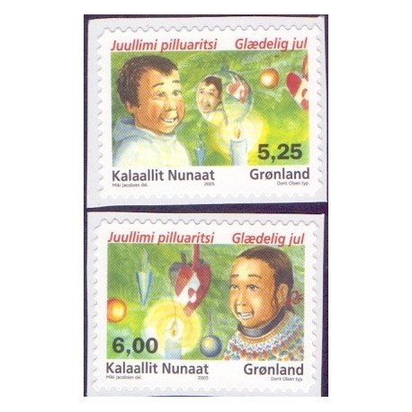 2005. 5,25-6,00 Kr. julefrimærke, fra hæfte. AFA nr. 458E-9E postfrisk stemplet