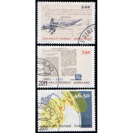 2011. 2,00-46,50 Kr. Kommunikation i Grønland. AFA nr. 578-80 postfrisk stemplet