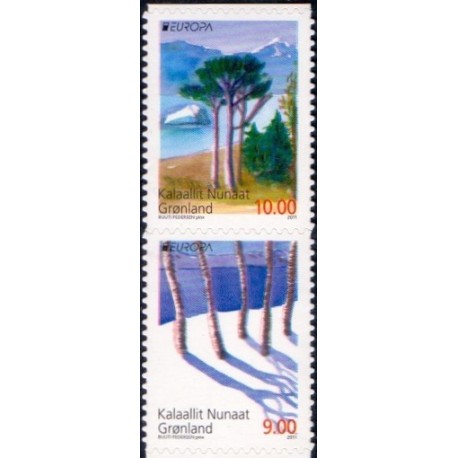 2011. 9,00-10,00 Kr. Europamærker / CEPT, fra hæfte. AFA nr. 582E-3E postfrisk stemplet