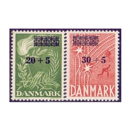1955. Provisorier Frihedsfonden.  AFA nr. 358-59 postfrisk   Stemplet FDC