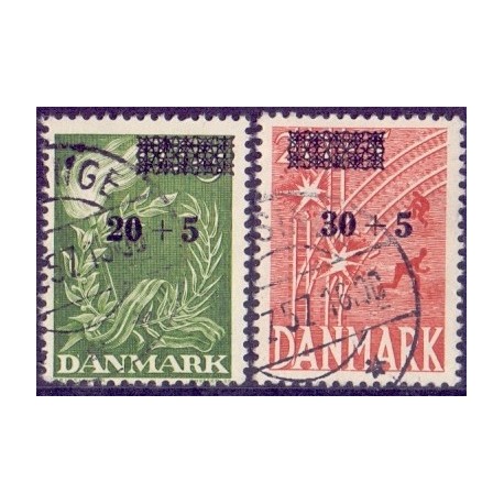 1955. Provisorier Frihedsfonden.  AFA nr. 358-59 postfrisk   Stemplet FDC