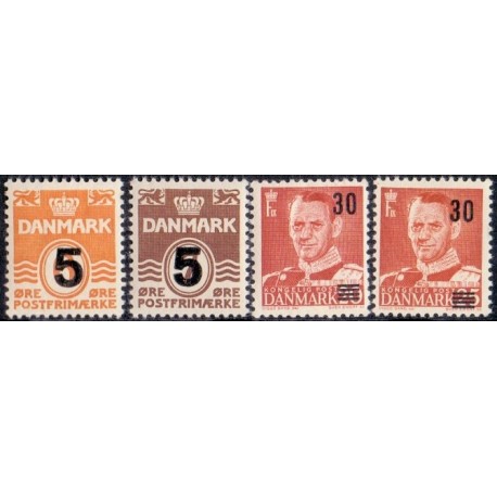1955-56. Provisorier.  AFA nr. 361-64 postfrisk   Stemplet FDC
