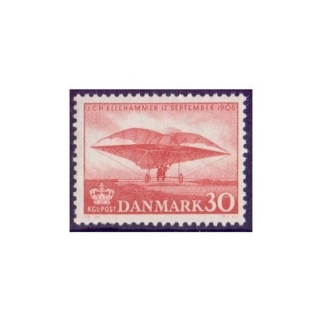 1956. Ellehammers første flyvning.  AFA nr. 366 postfrisk  Stemplet FDC