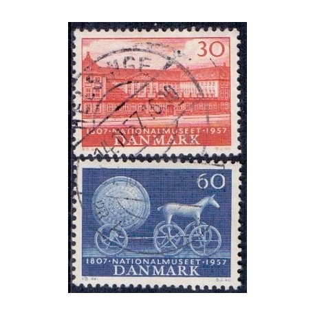 1957. Nationalmuseets 150-års jubilæum. AFA nr. 370-71 postfrisk Stemplet FDC