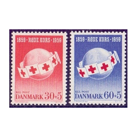 1959. Røde kors. AFA nr. 378-79 postfrisk     Stemplet FDC