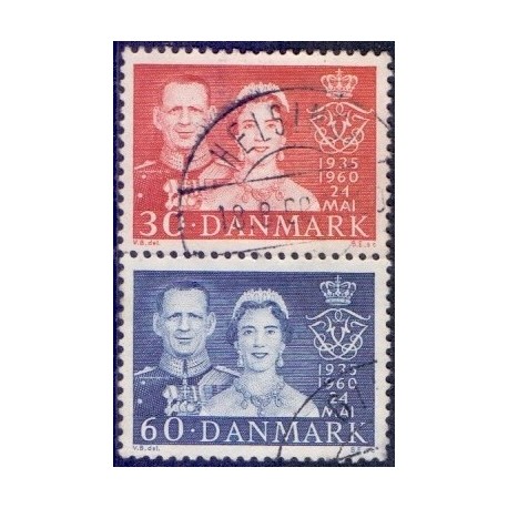 1960. Kong Frederiks sølvbryllup. AFA nr. 384-85 postfrisk     Stemplet FDC