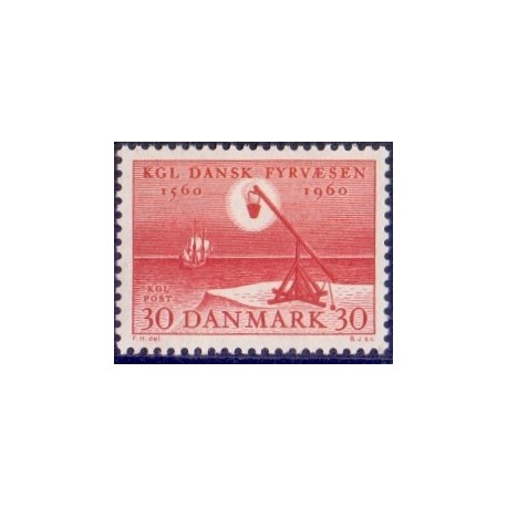 1960. Fyr- og Vagervæsenets 400-års jubilæum. AFA nr. 386 postfrisk    Stemplet FDC