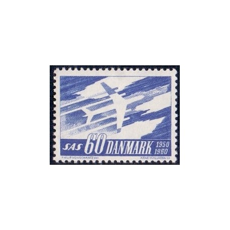 1961. SAS's 10-års jubilæum. AFA nr. 391 postfrisk    Stemplet FDC
