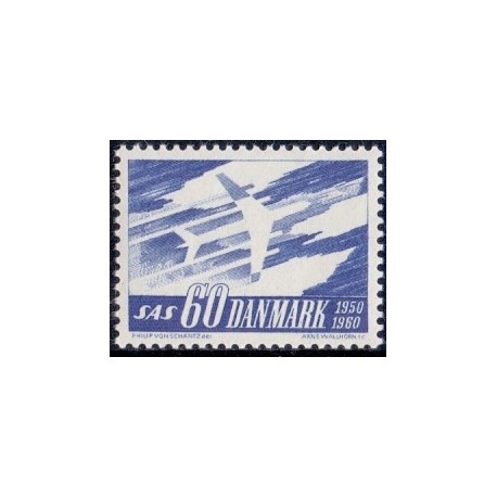 1961. SAS's 10-års jubilæum. FLUOR AFA nr. 391F postfrisk    Stemplet FDC