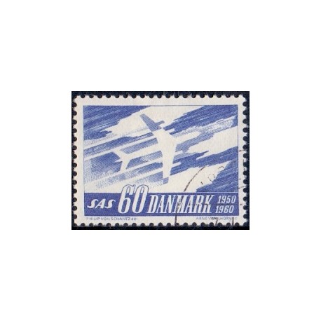 1961. SAS's 10-års jubilæum. FLUOR AFA nr. 391F postfrisk    Stemplet FDC