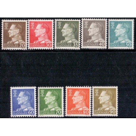 1961. Kong Frederik IX alm. papir. AFA nr. 393-401 postfrisk    Stemplet FDC