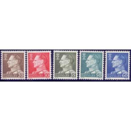1961. Kong Frederik IX FLUOR. AFA nr. 393F-98F postfrisk    Stemplet FDC