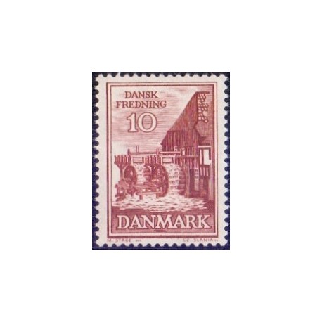 1962. Børkop vandmølle. alm. + FLUOR papir. AFA nr. 407+407F postfrisk    Stemplet FDC