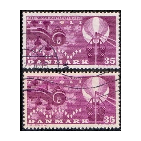 1962. TIVOLI. alm. + FLUOR papir. AFA nr. 410+410F postfrisk   Stemplet FDC