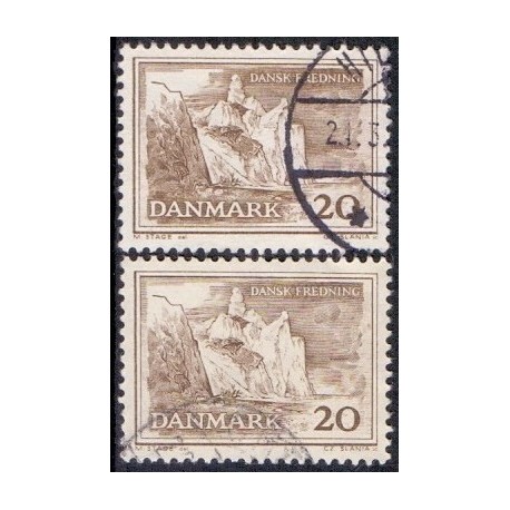 1962. Møns Klint. alm. + FLUOR papir. AFA nr. 411+411F postfrisk   Stemplet FDC