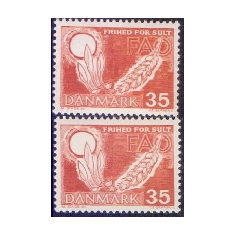 1963. FAO Frihed for sult. alm. + FLUOR papir. AFA nr. 412+412F postfrisk   Stemplet FDC