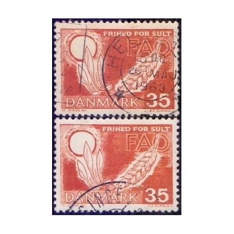 1963. FAO Frihed for sult. alm. + FLUOR papir. AFA nr. 412+412F postfrisk   Stemplet FDC