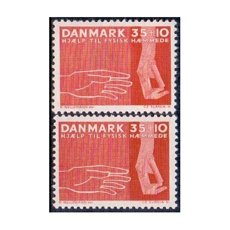 1963. Vanførefonden. alm. + FLUOR papir. AFA nr. 418+418F postfrisk  Stemplet FDC