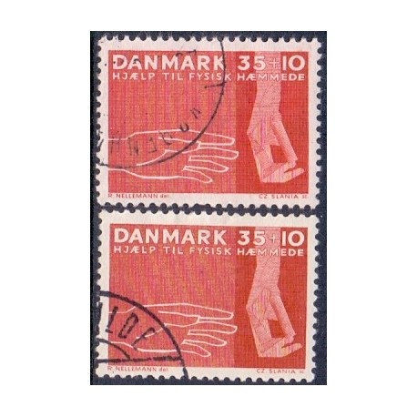 1963. Vanførefonden. alm. + FLUOR papir. AFA nr. 418+418F postfrisk  Stemplet FDC