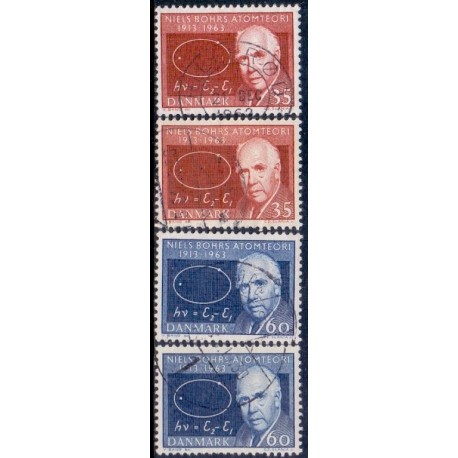 1963. Niels Bohrs atomteori. alm. + FLUOR papir. AFA nr. 420-421F postfrisk  Stemplet FDC