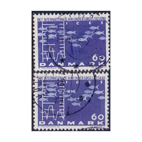 1964. Havforskning, alm. + FLUOR papir. AFA nr. 426-426F postfrisk    Stemplet FDC