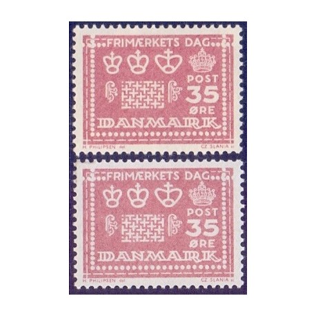 1964. Frimærkets Dag, alm. + FLUOR papir. AFA nr. 427-427F postfrisk    Stemplet FDC