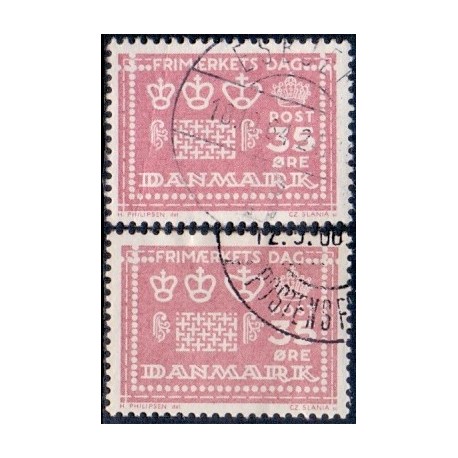 1964. Frimærkets Dag, alm. + FLUOR papir. AFA nr. 427-427F postfrisk    Stemplet FDC