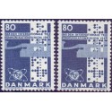1965. UIT 100-års jubilæum, alm. + FLUOR papir. AFA nr. 434-434F postfrisk    Stemplet FDC