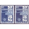 1965. UIT 100-års jubilæum, alm. + FLUOR papir. AFA nr. 434-434F postfrisk    Stemplet FDC