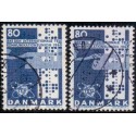 1965. UIT 100-års jubilæum, alm. + FLUOR papir. AFA nr. 434-434F postfrisk    Stemplet FDC