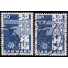 1965. UIT 100-års jubilæum, alm. + FLUOR papir. AFA nr. 434-434F postfrisk    Stemplet FDC