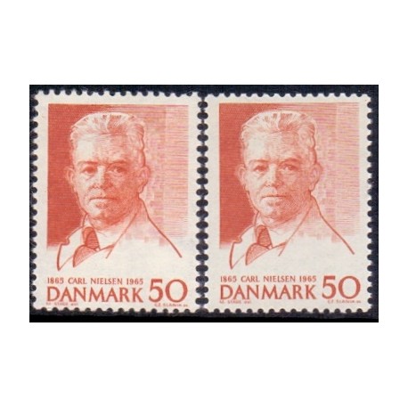 1965. Carl Nielsen, alm. + FLUOR papir. AFA nr. 435-435F postfrisk   Stemplet FDC