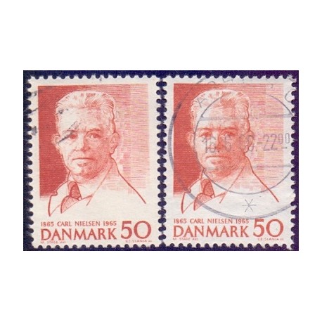 1965. Carl Nielsen, alm. + FLUOR papir. AFA nr. 435-435F postfrisk   Stemplet FDC