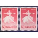 1965. Ballet og musikfestival, alm. + FLUOR papir. AFA nr. 438-438F postfrisk   Stemplet FDC