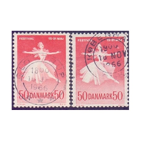 1965. Ballet og musikfestival, alm. + FLUOR papir. AFA nr. 438-438F postfrisk   Stemplet FDC