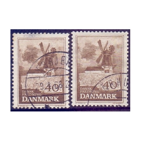 1965. Bogø Mølle, alm. + FLUOR papir. AFA nr. 440-440F postfrisk   Stemplet FDC