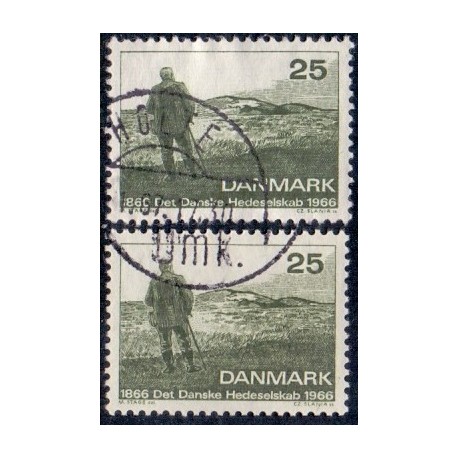1966. Det danske Hedeselskab, alm. + FLUOR papir. AFA nr. 443-443F postfrisk   Stemplet FDC