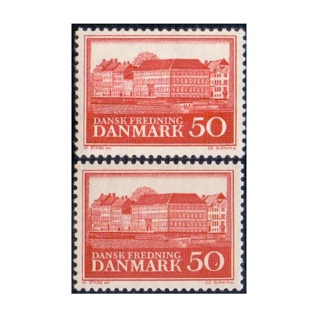 1966. Dansk Fredning, Assistenshuset, alm. + FLUOR papir. AFA nr. 445-445F postfrisk   Stemplet FDC