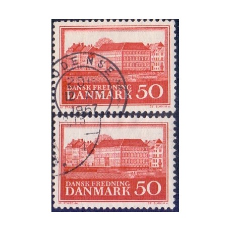 1966. Dansk Fredning, Assistenshuset, alm. + FLUOR papir. AFA nr. 445-445F postfrisk   Stemplet FDC