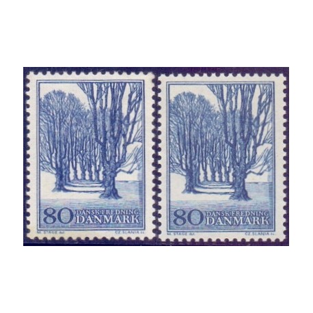 1966. Dansk Fredning, Holte Allé, alm. + FLUOR papir. AFA nr. 446-446F postfrisk  Stemplet FDC