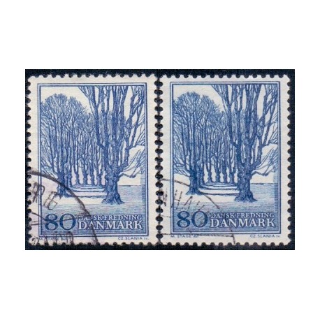 1966. Dansk Fredning, Holte Allé, alm. + FLUOR papir. AFA nr. 446-446F postfrisk  Stemplet FDC