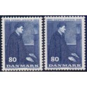 1966. Georg Jensens fødsel, alm. + FLUOR papir. AFA nr. 447-447F postfrisk  Stemplet FDC