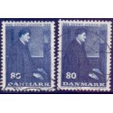 1966. Georg Jensens fødsel, alm. + FLUOR papir. AFA nr. 447-447F postfrisk  Stemplet FDC