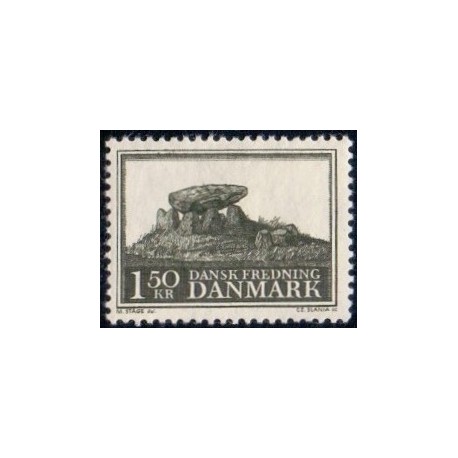 1966. Dansk Fredning. Jysk kæmpehøj. AFA nr. 451 postfrisk  Stemplet FDC