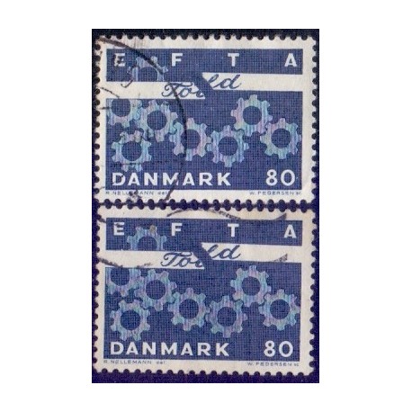 1967. EFTA, alm. + FLUOR papir. AFA nr. 453-453F postfrisk  Stemplet FDC