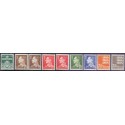 1967. Farveændringer og suppleringsværdier, alm. + FLUOR papir. AFA nr. 459F-465F postfrisk  Stemplet FDC