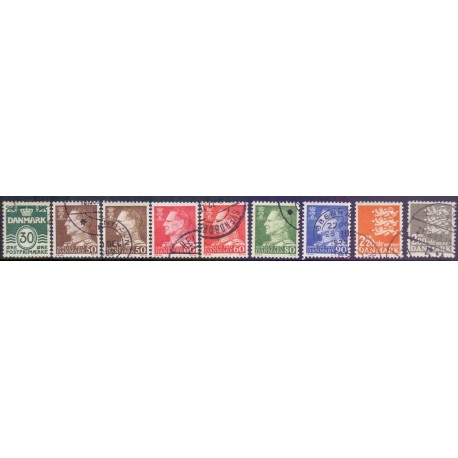 1967. Farveændringer og suppleringsværdier, alm. + FLUOR papir. AFA nr. 459F-465F postfrisk  Stemplet FDC